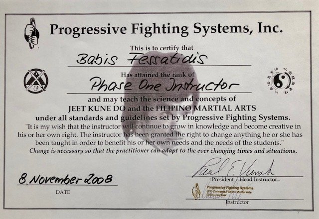 Progressive Fighting System Zertifikat